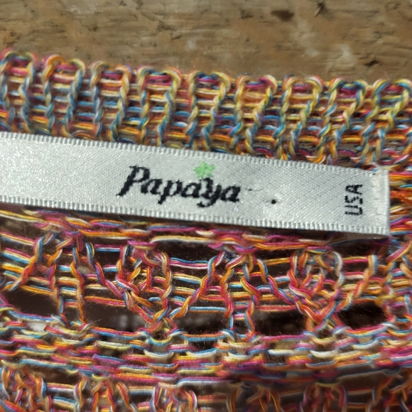 Papaya Multicolor Knit Fringe Poncho - Picture 3 of 4